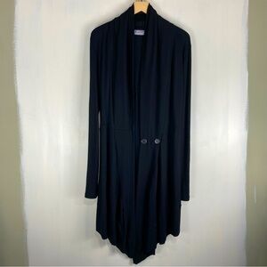 Love YaYa Longline Drapey Ribbed Snap Front Basic Cardigan Sweater‎ Black Size 3